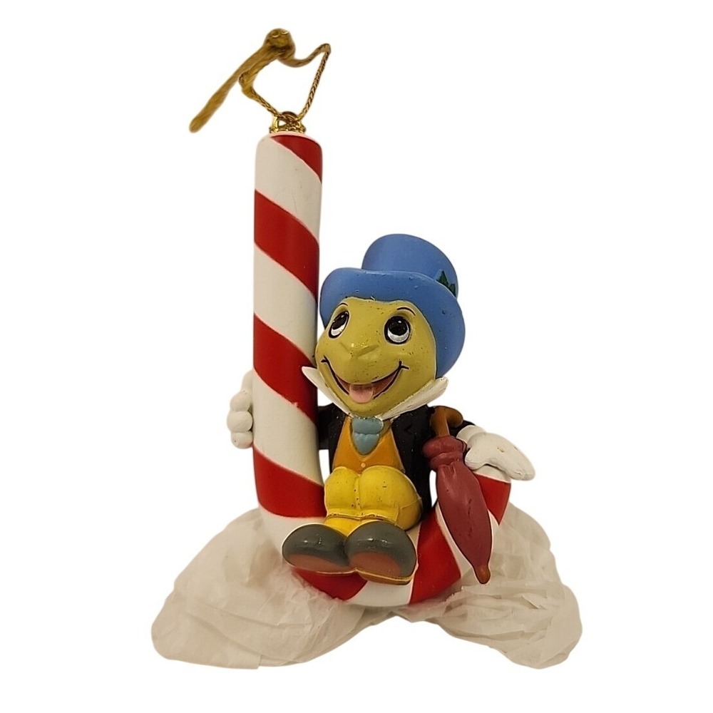 Disney Christmas Magic Jiminy Cricket Candy Cane Ornament Pinocchio Vintage